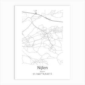 Nijlen,Belgium Minimalist Map Art Print