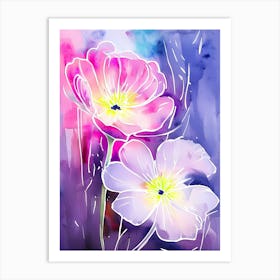 Watercolor Flower Portray With Neon Stile 511781805 (1) Art Print