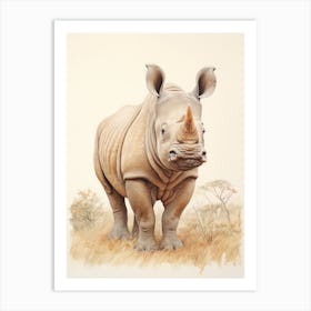 Rhino In The Savannah Landscape 2 Art Print