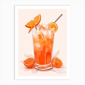 Aperol With Ice And Orange Watercolor Vertical Composition 25 Art Print