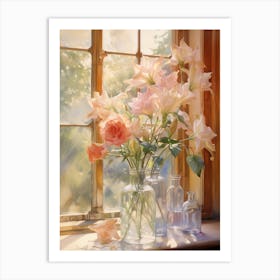 Flowers In A Sunny Window Sill Art Print