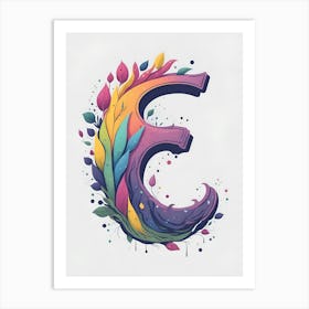 Colorful Letter E Illustration 49 Art Print