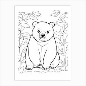 Line Art Jungle Animal Sun Bear 3 Art Print