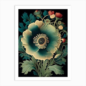 Anemone 2 Floral Botanical Vintage Poster Flower Art Print