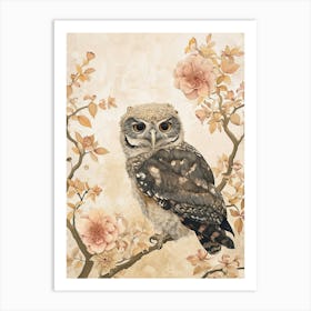 Brown Fish Owl Japanese Painting 2 Art Print