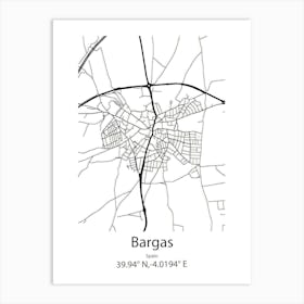 Bargas,Spain Minimalist Map Art Print