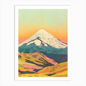 Cotopaxi Ecuador Color Line Drawing (3) Art Print