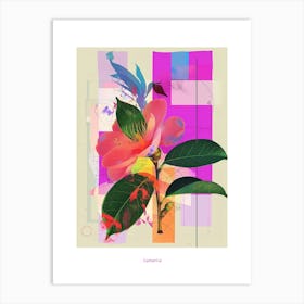 Camellia 3 Neon Flower Collage Poster Art Print