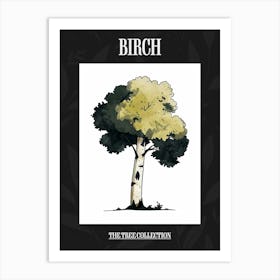 Birch Tree Pixel Illustration 4 Poster Art Print