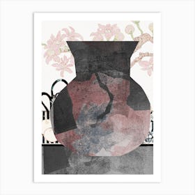 Abstract Still Life With Urn, Rose And Slate, Collage No.12923-07 Art Print