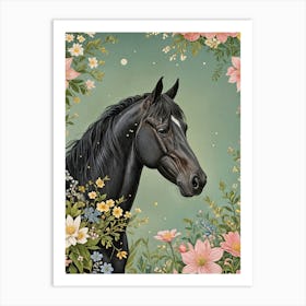 Black Beauty In Flowers no2 Art Print