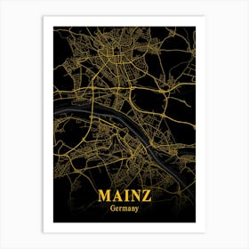 Mainz Gold City Map 1 Art Print