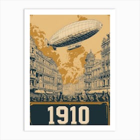 Aihrgdesign A Vintage Poster Of An Early Airship Soaring Abov 6328427d C75f 4f91 B237 4e9968662149 2 Art Print