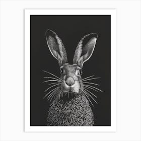 Belgian Hare Blockprint Illustration 5 Art Print