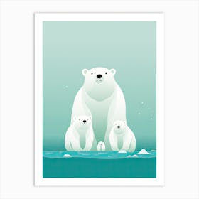 Ice Age Ensemble; Polar Bear Family Tale In Oil Art Print