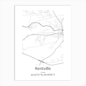 Kentville,Canada Minimalist Map Art Print