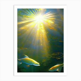 Tancho Koi Fish Monet Style Classic Painting Art Print