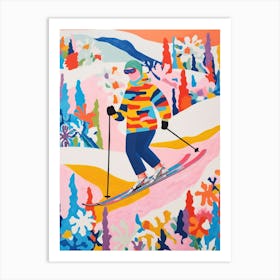 Skier Matisse Style Winter Snow Painting Art Print