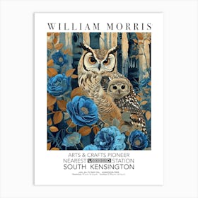 William Morris Owl And Owlet Blue Valentines Mothers Day Gift Spring Art Print