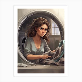 Girl In A Washing Machine Art Print