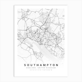 Southhampton England White Map Poster