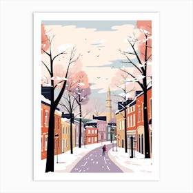 Retro Winter Illustration Durham United Kingdom 2 Art Print