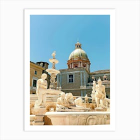 Palermo, Low Angle View In Piazza Pretoria Art Print