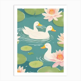 Ducks In Water Art Print