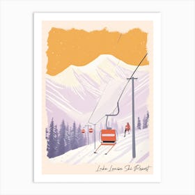 Poster Of Lake Louise Ski Resort   Alberta, Canada, Ski Resort Pastel Colours Illustration 2 Art Print