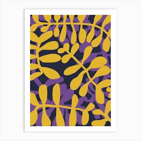 Yellow And Purple Fern Art Print