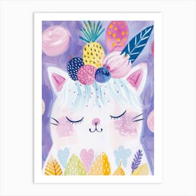 Cat With Pom Poms Art Print