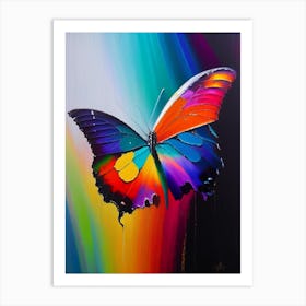 Butterfly On Rainbow Oil Painting 1 Art Print