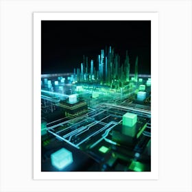 Cyber Intelligence And Memory Visualized In A 3d Model A Nexus Of Data Streams Flowing And Intertwi 2 1 Art Print