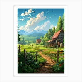 Countryside Pixel Art 2 Art Print