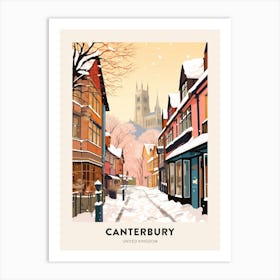 Vintage Winter Travel Poster Canterbury United Kingdom 3 Art Print