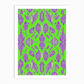 Neon Vibe Abstract Peacock Feathers Green And Purple 1 Art Print
