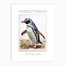 Humboldt Penguin Zavodovski Island Watercolour Painting 5 Poster Art Print