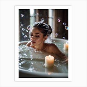 Bride In A Bubble Bath Art Print