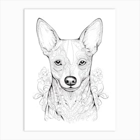Basenji Dog, Line Drawing 3 Art Print