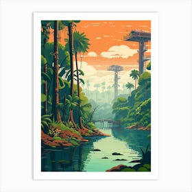 Sundarbans Danum Valley Conservation Area Pixel Art 2 Art Print