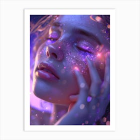 Girl With Glowing Eyes Art Print