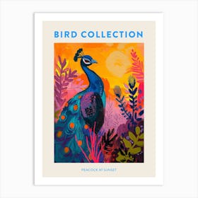 Peacock At Sunset Painting 3 Poster Art Print