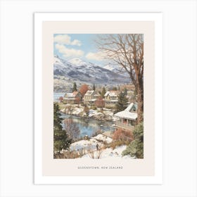 Vintage Winter Poster Queenstown New Zealand 1 Art Print