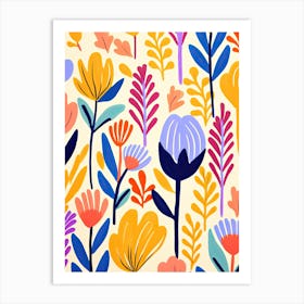 Blooms In Matisse Style Wake; Whimsical Elegance Art Print