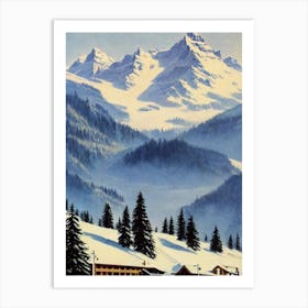 Engelberg, Switzerland Ski Resort Vintage Landscape 4 Skiing Poster Art Print
