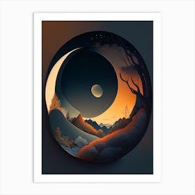 New Moon Comic Space Space Art Print