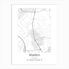 Malden,Netherlands Minimalist Map Art Print