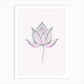 Lotus Flower, Buddhist Symbol Minimal Line Drawing 4 Art Print