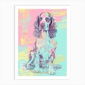 Pastel Springer Spaniel Dog Pastel Line Illustration  3 Art Print