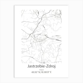 Jastrzebie Zdroj,Poland Minimalist Map Art Print